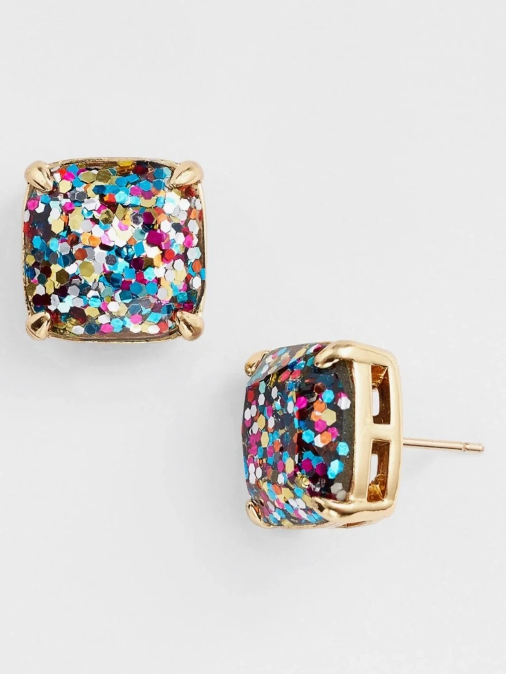 kate spade new york Party Perfect Multi Color Glitter Square Stud Earrings::NWT: